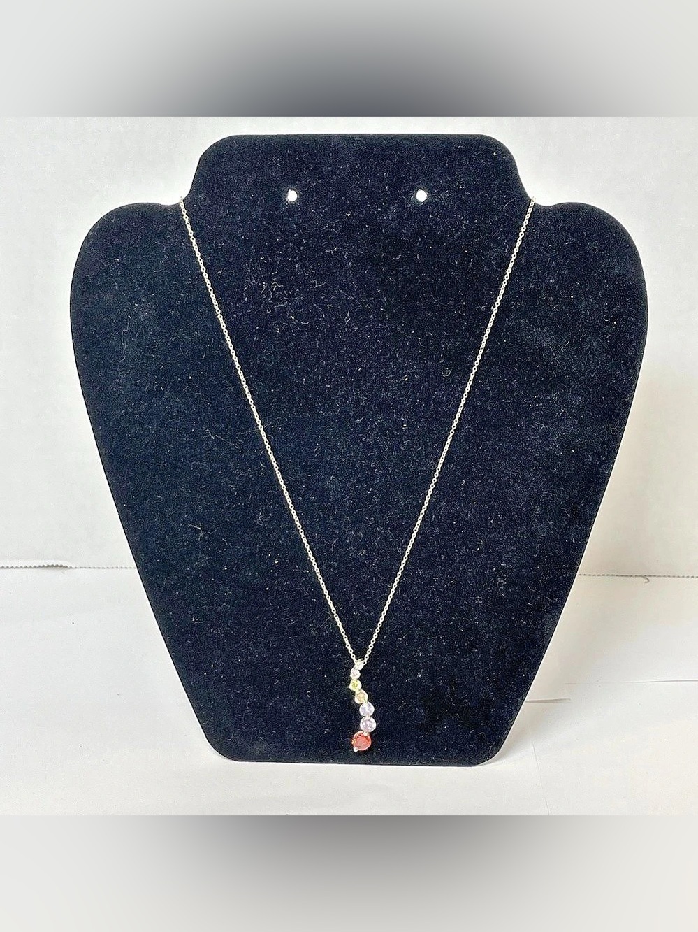 Chakra Cascade Rainbow Gemstone Pendant 925 Necklace Sterling Silver Pride 2.86g